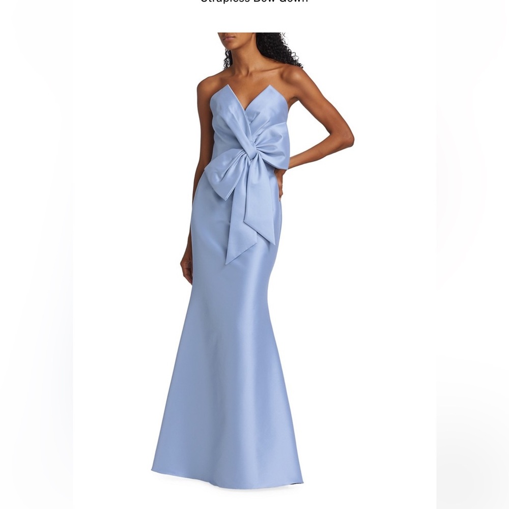 Badgley Mischka strapless bow gown